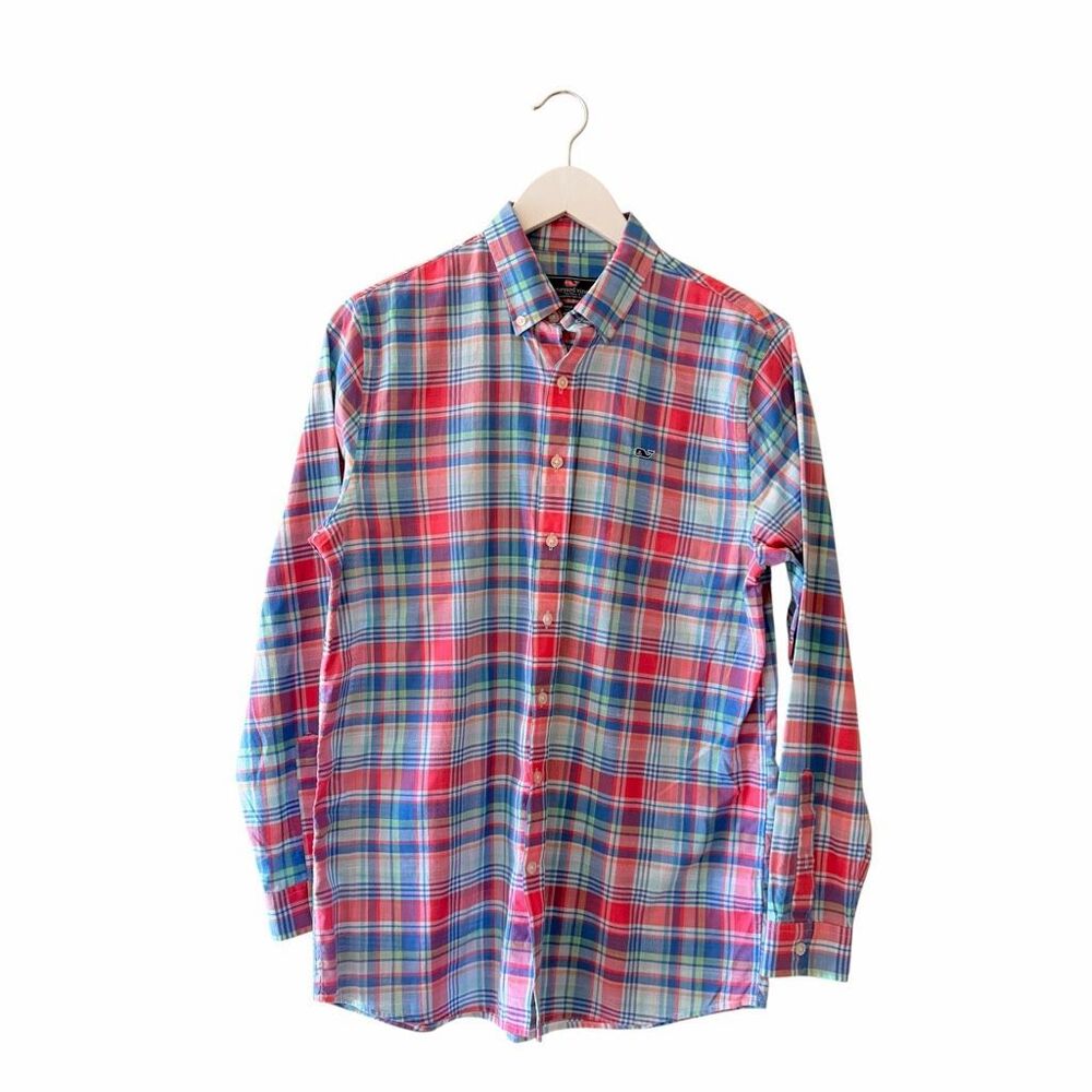 Vineyard Vines Whale Shirt Button Down Teen Shirt SZ XL (18) # 2682